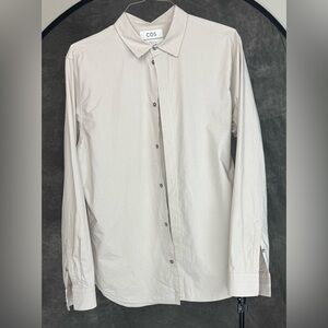 COS Men’s Light Beige Button-Down Shirt | Size 17 | Modern Minimalist